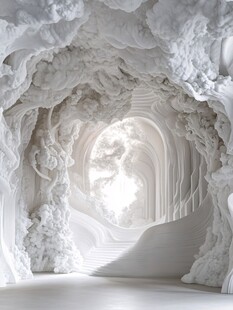 梦幻白色洞穴艺术空间