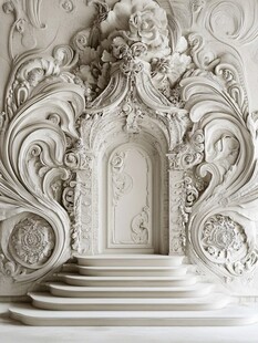 白色浮雕艺术门装饰场景