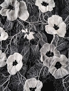 黑白花卉刺绣纹理图案