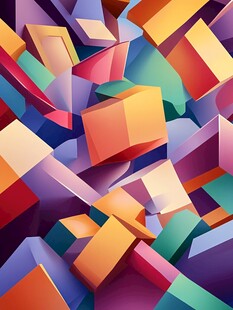 多彩立体方块抽象艺术图案