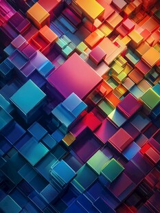 多彩立体方块构成绚丽图案