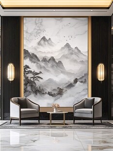 中式客厅山水壁画雅致空间