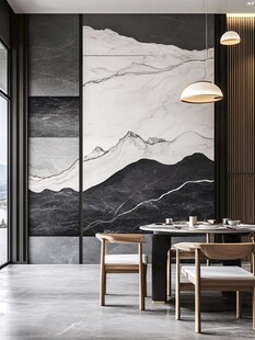 现代简约风山水纹理餐厅