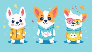 可爱萌宠三小只