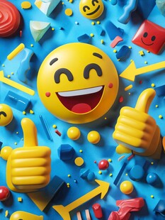 笑脸表情与多彩元素集合