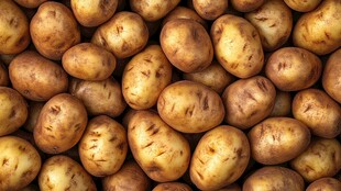 一堆新鲜饱满的土豆