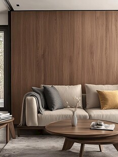 木质墙面的温馨客厅一角