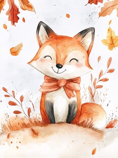 微笑狐狸的秋日温馨画面