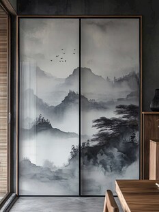 中式水墨山水移门设计