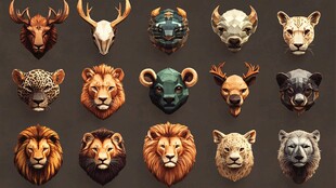多样动物头像艺术集合
