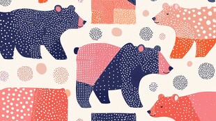 可爱小熊几何图案无缝背景