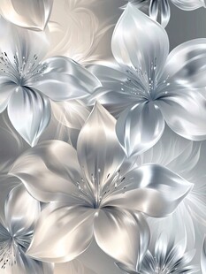 银色花卉梦幻纹理背景图