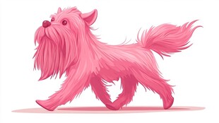 粉色长毛犬优雅行走