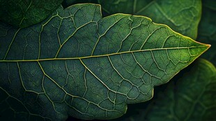 翠绿叶片的细腻纹理特写