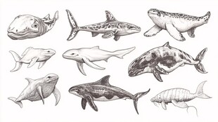 手绘海洋鱼类插画集合