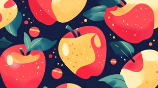 缤纷苹果图案的创意插画