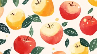手绘多彩苹果图案背景
