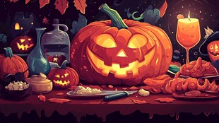 万圣节奇幻餐桌装饰场景