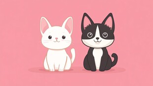 两只可爱猫咪坐在一起