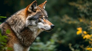 森林中的威严灰狼