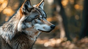 森林中的孤傲灰狼