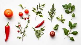 多彩蔬果与香草的清新组合