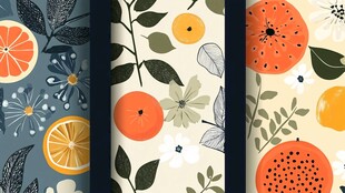 清新水果花卉图案设计