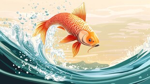 金鱼跃浪图