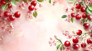 浪漫樱桃花卉梦幻背景图