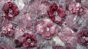 粉紫色花朵镶嵌石材装饰