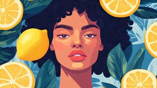 柠檬环绕的魅力黑人女性