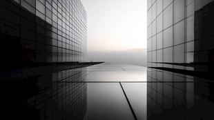 黑白都市建筑镜面景观