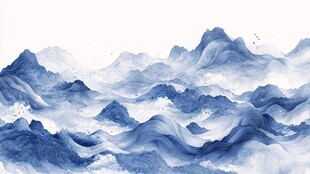 水墨群山 缥缈云雾之景