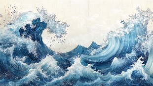 汹涌海浪艺术画作