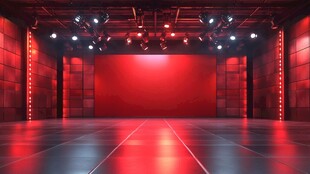 红色炫光舞台空间场景