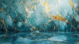 蓝绿金大理石纹理墙面