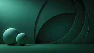 绿色几何场景中的球体