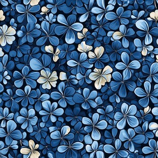 蓝白花卉无缝图案背景