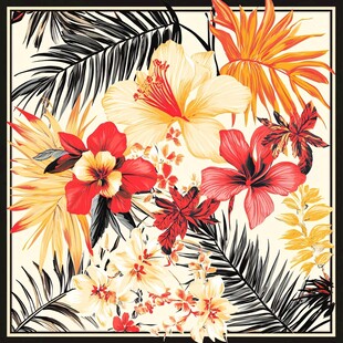 热带花卉植物图案设计