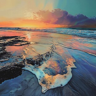 梦幻海滩日落美景