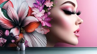 花漾美妆女性唯美侧颜