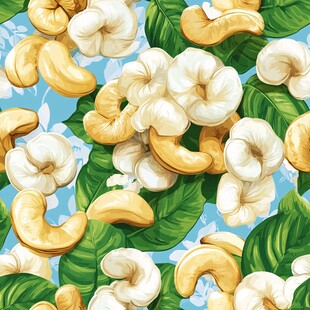 腰果绿叶图案背景图