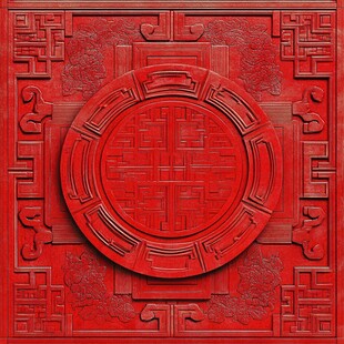 中式红雕吉祥纹饰图案