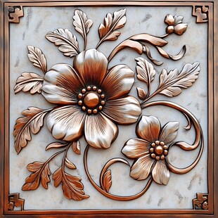 铜质花卉浮雕装饰图案
