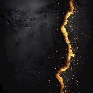 黑色背景上的金色裂痕特效