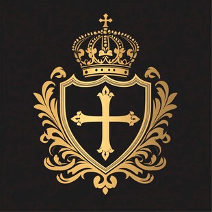 金色皇冠盾牌徽章设计