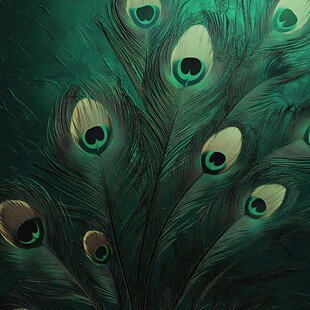 翠绿孔雀羽毛特写