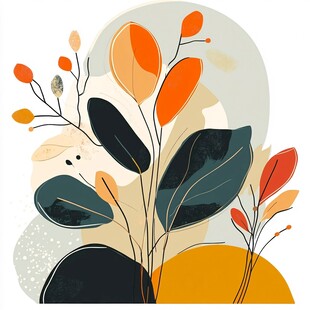抽象风格植物插画艺术作品