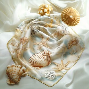 海洋风情丝巾与贝壳饰品