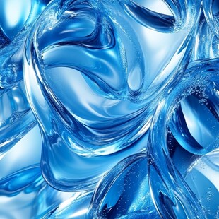 流动的蓝色透明液体纹理